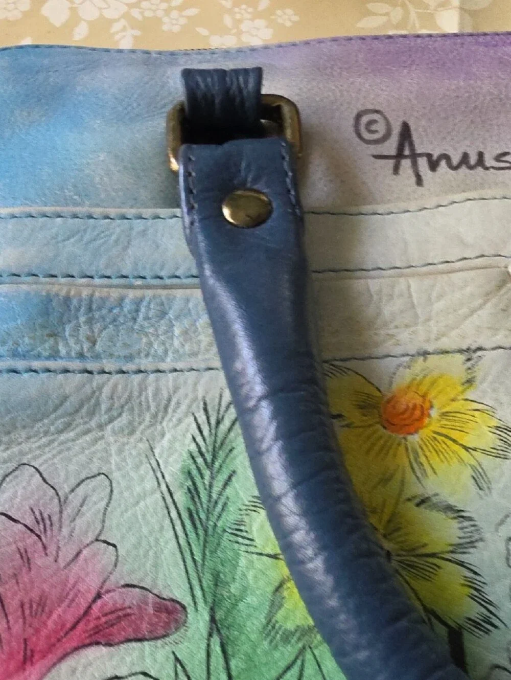 Colorful Horse Art Laptop Sleeve - Green.nwot Single Leather Handle